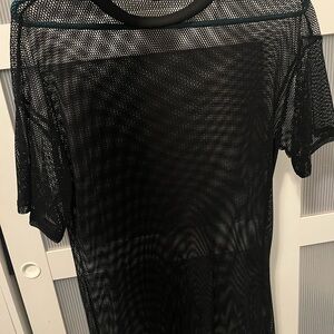 Fashion Nova Black Mesh Short Sleeve Tee